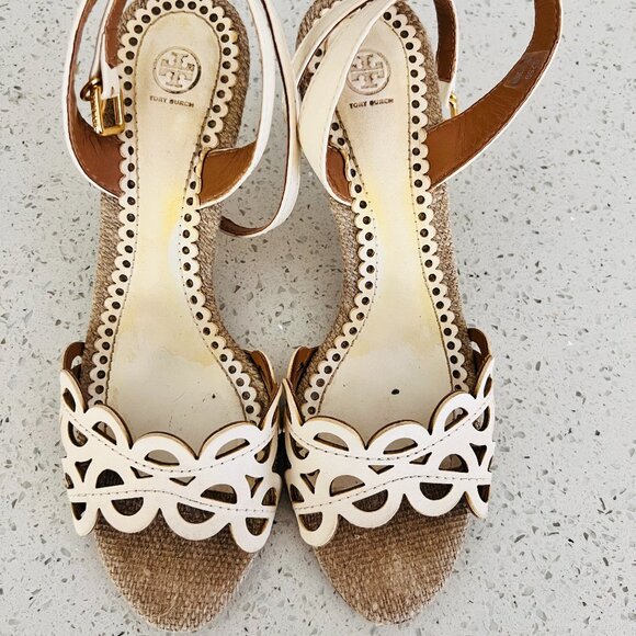 Tory Burch Aileen Sandal-Veg Leahter, size 6.5 with Original box - Picture 1 of 6